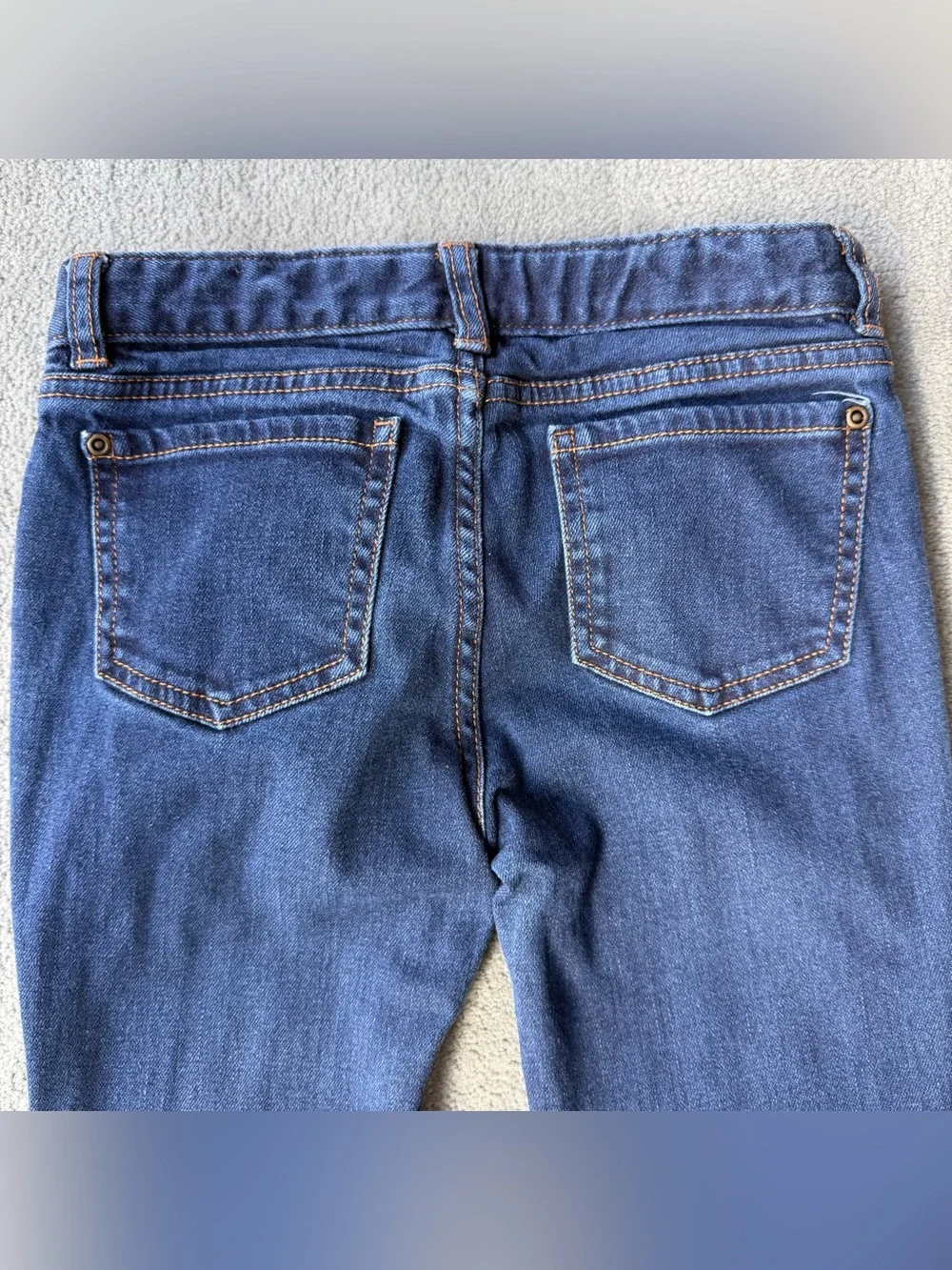 Garnet Hill Kids Dark Blue Skinny Jeans with Pink Waistband